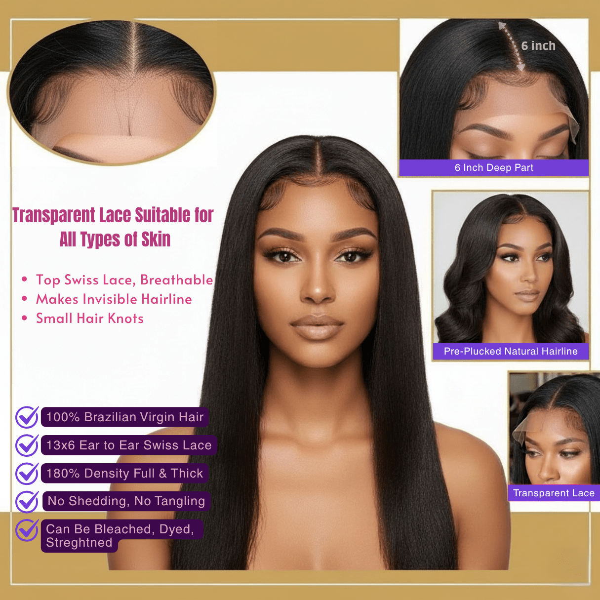 Straight Brazilian Transparent Lace Front Wig - Zodi's Hair